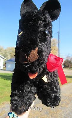 Antique Vintage Black Dog Curly Mohair Fur Rare Teddy Bear Furlon Toys Paul Mn