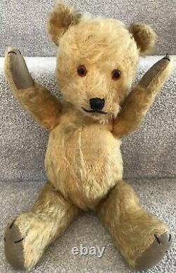 Antique Vintage Chiltern Golden Mohair Jointed Teddy Bear In Jumper 1930/40s