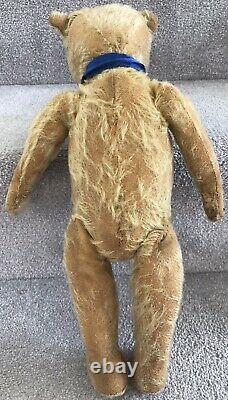 Antique Vintage Chiltern Golden Mohair Teddy Bear In Outfit C. 1930s