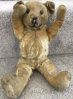 Antique Vintage Deans Jointed Mohair Teddy Bear Well Loved British C. 1950s