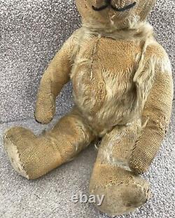 Antique Vintage Deans Jointed Mohair Teddy Bear Well Loved British C. 1950s