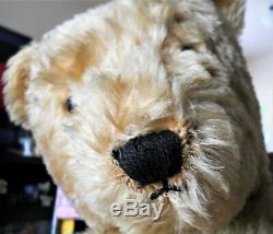 Antique Vintage Honey Brown Articulated Mohair 25 Teddy Bear