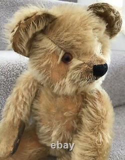 Antique Vintage Merrythought Or Similar Golden Mohair Jointed Teddy Bear