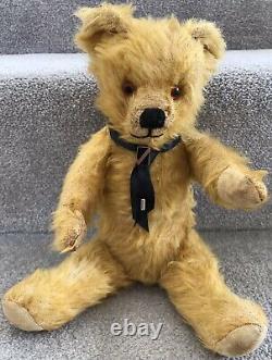 Antique Vintage Tufty Golden Mohair Jointed Teddy Bear British C. 1940s