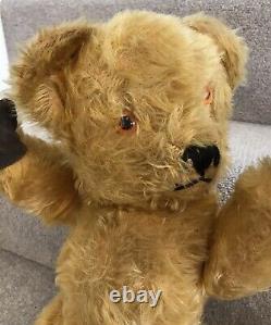 Antique Vintage Tufty Golden Mohair Musical Teddy Bear British C. 1940/50s 18
