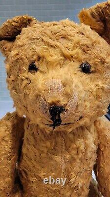 Antique, Vintage, Well loved, Jointed Mohair Teddy Bear 13 Tall X 7 Wide