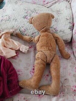 Antique, Well Loved, Mommy Mends, EVERYWHERE, Baldish, Teddy Bear, NOT RELISTING