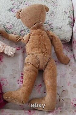 Antique, Well Loved, Mommy Mends, EVERYWHERE, Baldish, Teddy Bear Possibly Steiff