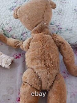 Antique, Well Loved, Mommy Mends, EVERYWHERE, Baldish, Teddy Bear Possibly Steiff