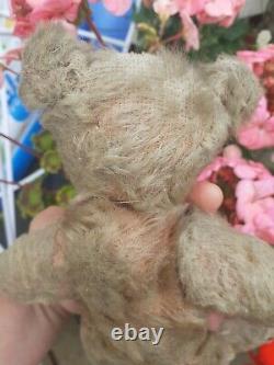 Antique early 1900s metal button Steiff 10 mohair Jointed Old Teddy bear