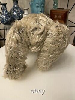 Antique jointed mohair teddy bear stuffed toy animal glass eyes 16 1/2 tall