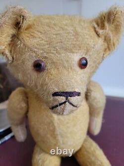 Antique mohair jointed humpback teddy bear 22 straw stuffed