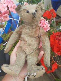 Antique steiff early 1900s metal button 10 mohair Jointed Old loved Teddy bear