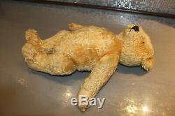 Antique steiff teddy bear, mohair, 20 inches long, squeaker works, wood wool fil