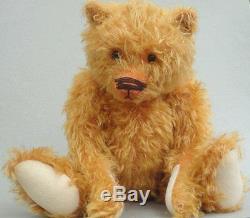 Artist Teddy Bear Distressed Golden Mohair Plush 15 Boot Button Eyes Jointed