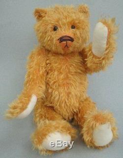 Artist Teddy Bear Distressed Golden Mohair Plush 15 Boot Button Eyes Jointed