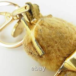Auth PRADA Mohair Swarovski Crystal Teddy Bear Key Holder Bag Charm 17464bkac