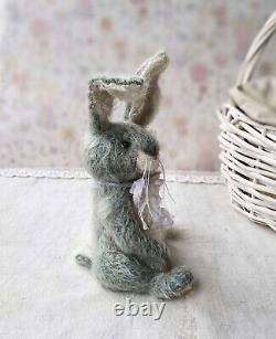 Bunny mohair Teddy bear Cute gifts Handmade Rabbit presents Girls room doll OOAK