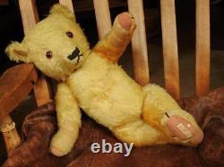 Chad Valley 1930 Label 16 1/2 Mohair Magna Teddy Bear Nero Glass Eyes