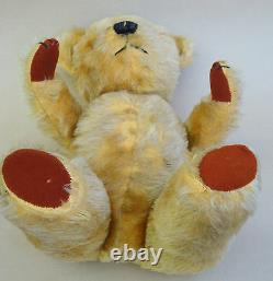 Chad Valley UK Teddy Bear 1950s Golden Mohair Plush 17in Label Jointed Sqeaker