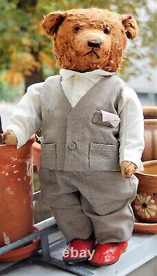 Charming 21 Gentleman dressed German pre war humpback mohair teddy bear