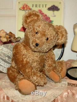 Charming German 19 Mohair Teddy Bear goldblond w. Growler 1950's