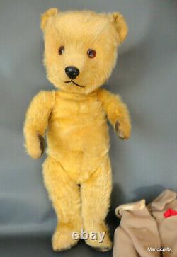 Chiltern Hugmee Teddy Bear 16in Gold Mohair Plush c1950s Overcoat Custom Sewn