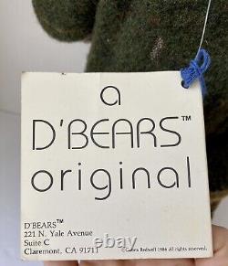 D'Bear Original Lambswool Artist Teddy Bear WithClothes Debbie Koontz Signed 14Ht