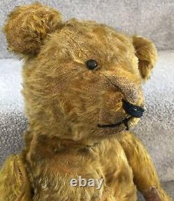 Early 20th Century Antique Golden Mohair Boot Button Eye Teddy Bear British 20