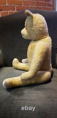 Early, Antique, Old Primitive, Straw Filled Mohair, 26 Teddy Bear