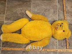Early Mohair Straw Stuffed Teddy Bear Fully Jointed, Glass Eyes, Growler Large 30