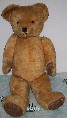 Early Mohair Teddy Bear 27 inches Tall c1940's French Pintel Fils