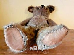 FABULOUS 17 VINTAGE ANTIQUE 1920's CHAD VALLEY BROWN MOHAIR TEDDY BEAR SOFT TOY