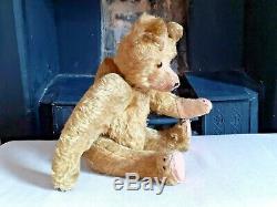 FABULOUS ANTIQUE 1910's TERRY'S TERRY TOYS GOLD MOHAIR TEDDY BEAR SOFT TOY