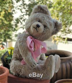Gorgeous 17 German Diem grey mohair teddy bear 1930's