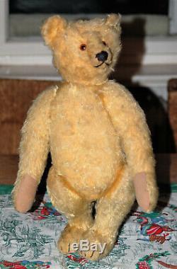 Gorgeous goldblond Steiff Mohair Teddy Bear with FF button 1915 16 tall