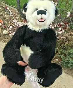 HTF SMALL PANDA Artist Mohair Teddy Bears Sculpted Award WAGNER Vntg OOAK/LE 14