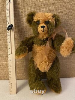 Hand made 14 Teddy Bear Fully Jointed Brown Mohair Vintage Plush Collectible