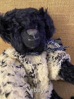 Hand made 16 Teddy Bear Fully Jointed Blue Mohair Vintage Plush Collectible