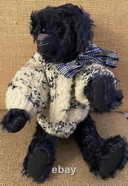 Hand made 16 Teddy Bear Fully Jointed Blue Mohair Vintage Plush Collectible