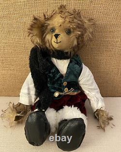 Hand made 16 Teddy Bear Fully Jointed Curly Brown Mohair Christmas