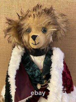 Hand made 16 Teddy Bear Fully Jointed Curly Brown Mohair Christmas
