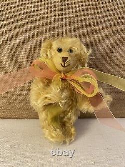 Handmade 7.5 Vintage Golden Curly Mohair Teddy Bear Fully Jointed
