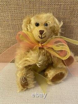 Handmade 7.5 Vintage Golden Curly Mohair Teddy Bear Fully Jointed