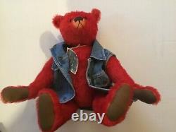 Heidi Steiner American Artist Large 22 Zeke Hand Dyed Red Mohair Teddy Bear