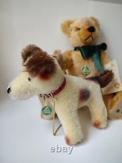 Hermann Teddy Bear with running dog Germany Mohair with tag 698/750