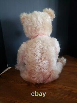 LARGE 1920's Pink Mohair Teddy Bear with Glass Eyes 23
