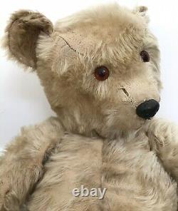 Large Antique Chiltern Blonde Mohair Jointed Teddy Bear British Needs TLC 24