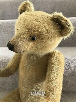 Large Antique Chiltern Mohair Jointed Teddy Bear British 1930s 23 Needs TLC