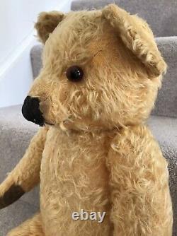 Large Antique Vintage Chad Valley Golden Mohair 20 Teddy Bear 1940s Needs TLC